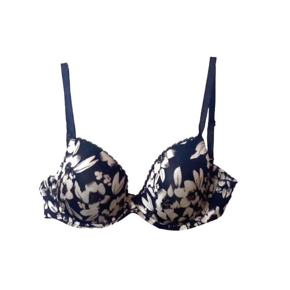 Calvin Klein Vintage Black Padded Floral Push up  Bra, 36d